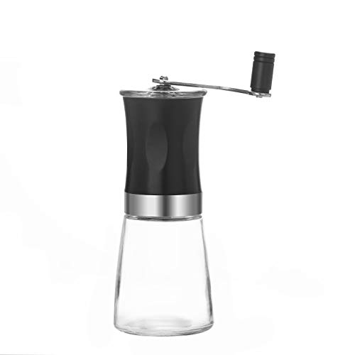MIOCARO Manual Coffee Grinder Glass Jar Hand Coffee Mill Adjustable Ceramic Burr Stainless