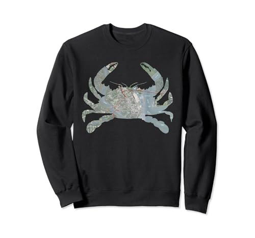 Charleston SC Blue Crab Silhouette Mapa satelital Sudadera