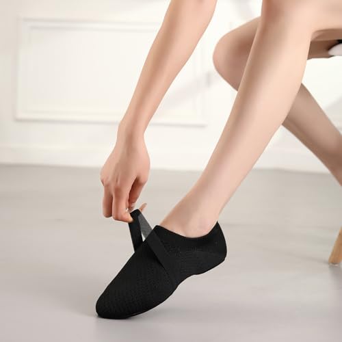 Women's Jazz Shoes Slip-on Fabric Professional Teacher Trainning Beginner Ballroom Dance Practice Shoes Dance Slippers,Model SS-PDLL2