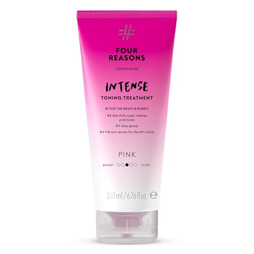 Four Reasons Color Mask INTENSE - Pink – (27 Colors) Intensive Toning Treatment - Color Depositing Conditioner – Semi Permanent Hair Dye for Lightened and Colored Hair– 100% Vegan, 6.76 fl oz
