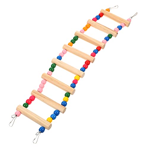 Happyyami Parrot Ladder Toy Budgie Climbing Step Ladder Wooden Bird Toy Pet Bird Accessories Natural