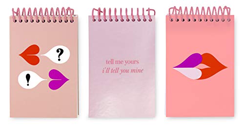 Kate Spade New York Pink Mini Spiral Notepad Set of 3, Heart Lips