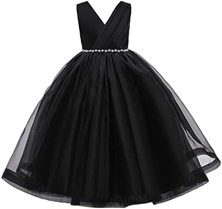 MITUN SEMI Flower Girl Dress Black Sparkly Pageant Prom Formal Dress Birthday Party Ball Gown with Bow 3-14Years