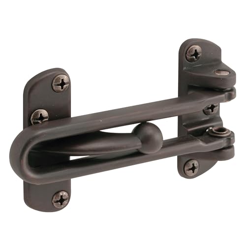 Prime-Line U 10309 Swing Bar Lock for Hinged Swing-in Doors Secondary Security Lock, 3-7/8 in. Bar Length, Diecast Zinc Construction, Classic Bronze Finish (Single Pack)