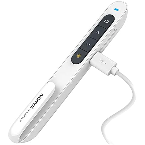 NORWII N76 Presentation Clicker Rechargeable Wireless Presenter Remote with Green Light, 330FT Presentation Pointer Slide Advancer Support Hyperlink/Volume/Key-Customized Cover
