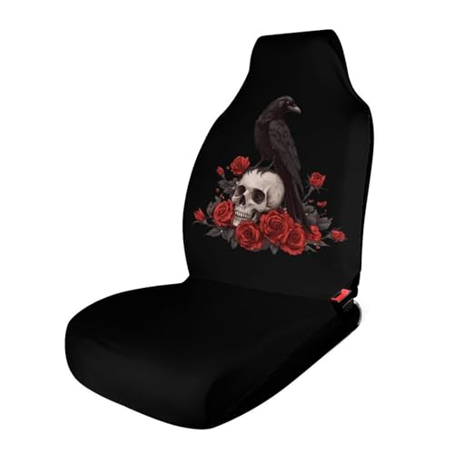 Skull Rose Crow Car Seat Covers Universal Car Front Seats Protector Auto Interior Accessories 1PCS