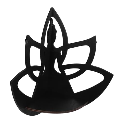 Amosfun Estante de Almacenamiento de Estatua de Buda exhibición de Mercado estantes de Loto Bookshelf Book Shelf Estante de Madera estantería organizadora de artículos Diversos Black