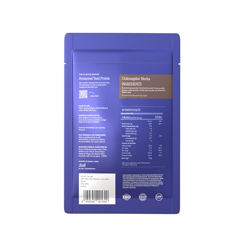 Image of Cosmix Fermented Yeast Protein Powder | 24g Protein | Pure Single-Source Plant Protein | Made In-House | Smooth, Crazy tasty & Gut-Friendly | Chikmagalur Mocha, 38g Sachet