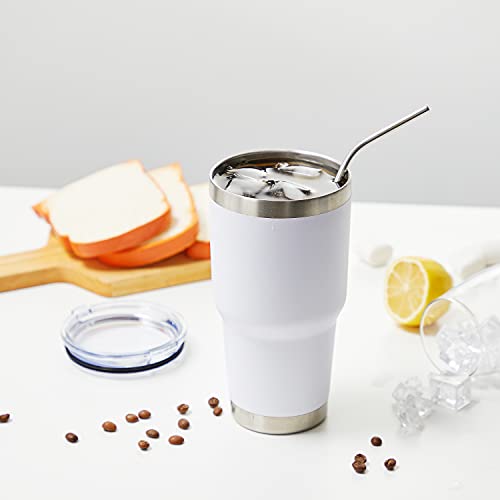 Image of MEWAY 30oz Tumbler Double Wall Vacuum Insulated Travel Mug, Stainless Steel Tumbler with Lid, Durable Powder Coated Insulated Coffee Cup for Cold & Hot Drinks (White,1 PACK)