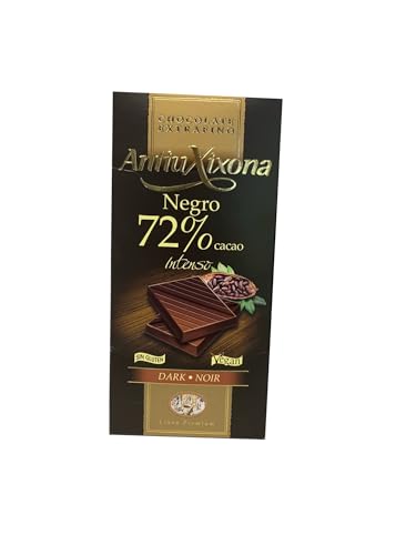 Antiu Xixona Chocolates Premium - Chocolate Negro 72% Cacao - Sabor Intenso - Sin Gluten - Tableta de Chocolate Negro 72% Cacao, 100g