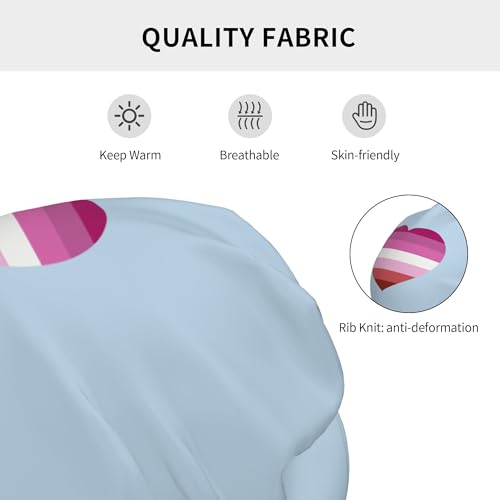 Lesbian Pride Heart Children Hip Hop Knitted Hat Kids Elastic Leisure Knit Cap Warm Sleep Beanies Black3