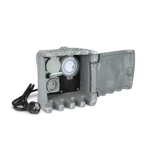 LongLife LED Gartensteckdose in Steinoptik IP44 - Ausführung: 2 Steckdosen mit Zeitschaltuhr/Timer