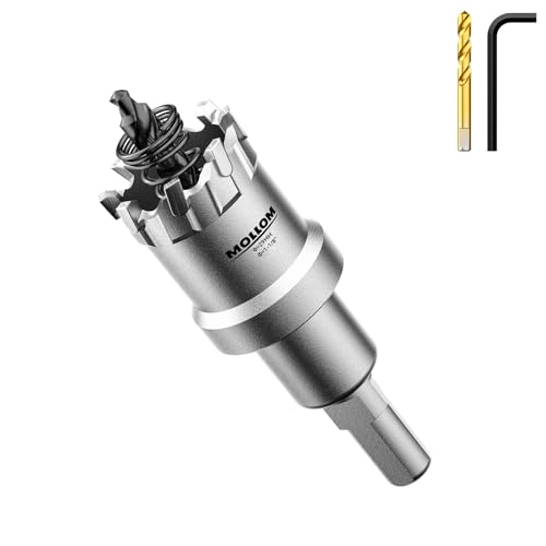 Mollom 1-1/8" (29mm) Heavy Duty Carbide Hole Saw with 2 Pilot Bits
