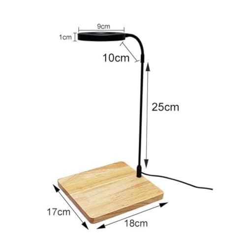 Image of LED Aquarium Light 360 Degree Full Spectrum LED Light with Bamboo Board 10W Nano Fish Tank Light USB Powered Flat Nano Aquarium Light (S)