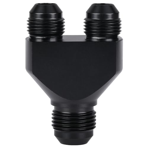 Podavelle 10AN Male to Parallel Dual 8AN Male Y Block Fuel Fitting Splitter Adapter Connector Aluminum Black