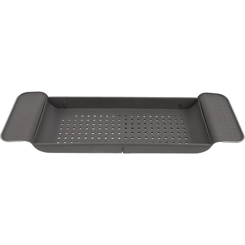Plateau de bain extensible gris Abaodam en plastique PET avec support antidérapant réglable