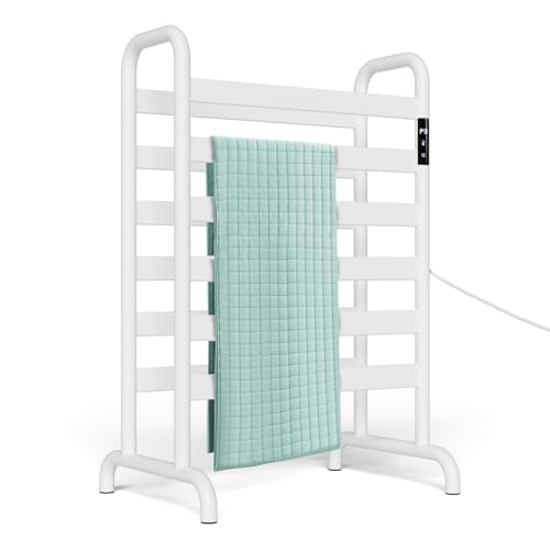LIIAMOAR Towel Warmer Rack, Heated Towel Racks for Bathroom, with Timer and Temperature Adjustment, Overheat Protection Function, 12 Heating Rods, Large Free-Standing Suitable for Bathroom, Bedroom