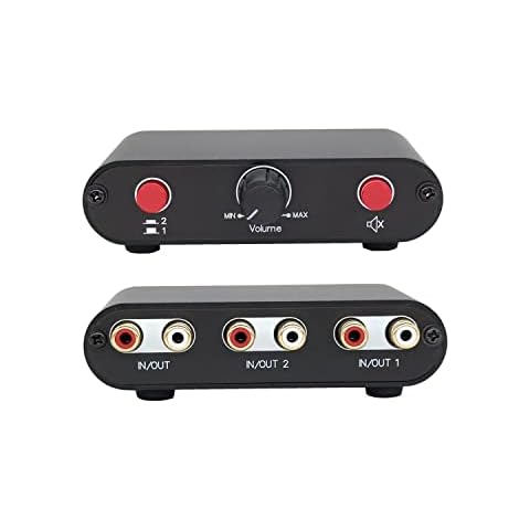 2-Way RCA Stereo Audio Switch Input Signal Source Switcher Selector Splitter Box（2 in 1 Out / 1 in 2 Out）-RC21 Cover