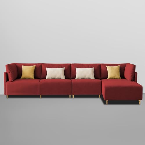 Image of Carina RHS 6 Seater L Shape Sofa Set for Living Room (Maroon Fabric) Premium Fabric Sofa
