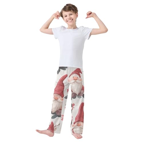 Gnome and Floral Boys Long Pants Soft Trousers Elastic Waist Kids Lounge Bottoms with Pockets S-XL3