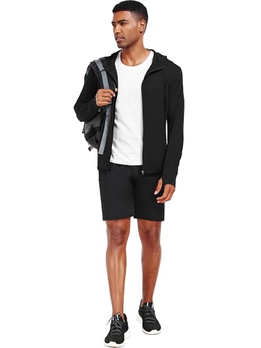 Image of NELEUS Men's Workout Fishing Shirts UPF 50+ Light Jacket Full Zip Sun Protection Long Sleeve Hoodie for Men Hiking