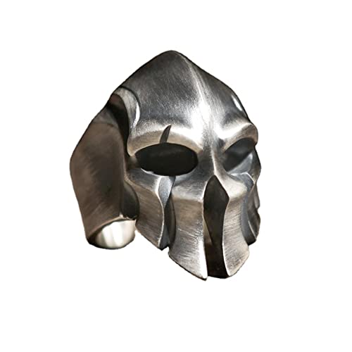 Kaytong Anneau de Masque de Guerrier Spartiate créatif Coeur Courageux pour Hommes Anneau rétro Punk Hip hop Dominant Ouverture Taille réglable-redimensionnable,AL3825-argent Cover