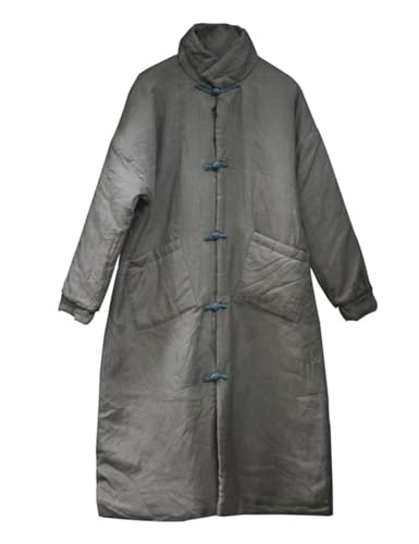 NFYM Women Winter Long Coat Quilted Jacket Thicken Padding Retro Mandarin Collar Button Down Outwear2