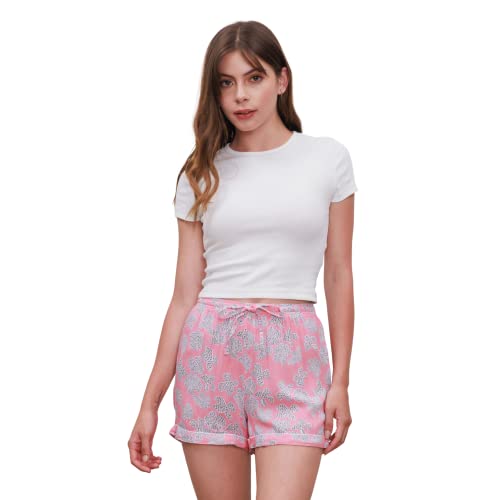 Image of Massio Women's Relaxed Fit Pink Florid Shorts - (SH 01PNKFLRD)