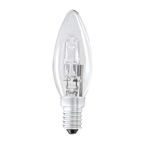 x3 Candle E14 C35 ECO Halogen Dimmable Energy Saver Light Bulbs E14 SES Small Edison Screw Cap 240V 18W = 28W (+1 Free Bulbs) Cover