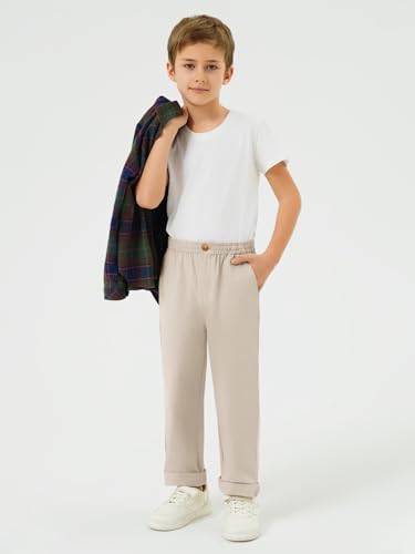 Image of Haloumoning Boys School Uniform Chino Pants Kids Twill Pants 5-14 Years