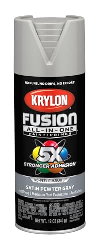 Image of Krylon Fusion All-In-One Adhesive Spray Paint for Indoor /Outdoor Use, 12 oz, Pewter Gray