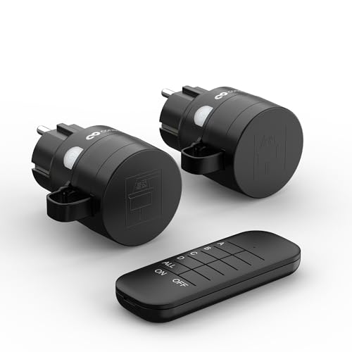 conecto Prises sans fil d'extérieur avec télécommande - 2300 W - 230 V - 2 prises avec télécommande - Kit extérieur - IP44 - Économie d'énergie - Portée de 30 m...