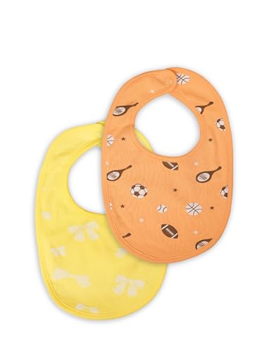 Image of Kidbea Organic Cotton Baby Bib, Adjustable Snap Closure Soft Absorbent Feeding Bibs Apron for Newborns & Infants Child With Cute Prints | Reusable Baby Essential