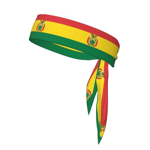 Diadema deportiva para hombres y mujeres, diadema de karate, lazo en la espalda, absorbe el sudor, banda para la cabeza, bandera de Bolivia