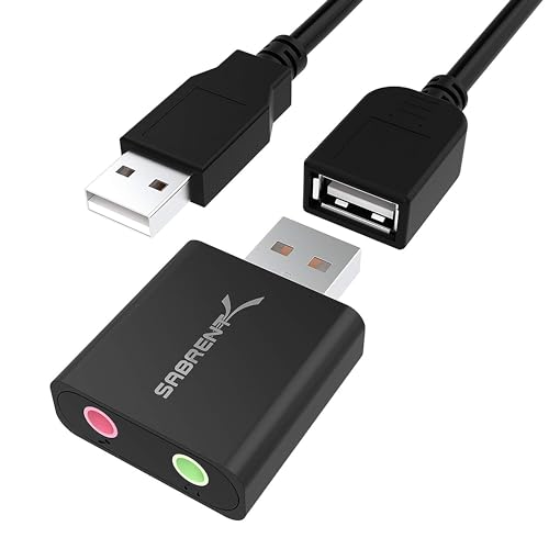 SABRENT Scheda audio USB cuffie e microfono per MAC e Windows, Adattatore audio presa USB, Plug &...