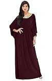 KOH KOH Plus Size Womens Long Kaftan Caftan Flowy Casual Abaya Summer Evening Formal Party Bohemian Maternity Modest Moroccan Muslim Fancy Gown Gowns Maxi Dress Dresses, Maroon Wine Red 2XL 18-20