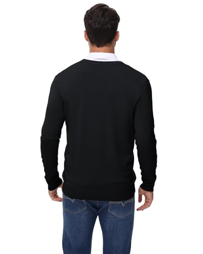 Ficerd 2 Pack Men's V Neck Long Sleeve Sweater Business Casual Slim Fit Pullover Lightweight Soft Sweaters2