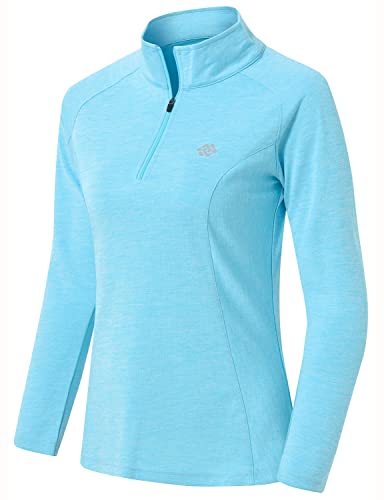 Mofiz MF3118WL Women'S Golf Polo Shirt Upf 50+ Long Sleeve Cycling Hiking Running Tops Quick Dry Workout Tennis Shirt 1/4 Zip Pullover Sky Blue S thumb #1
