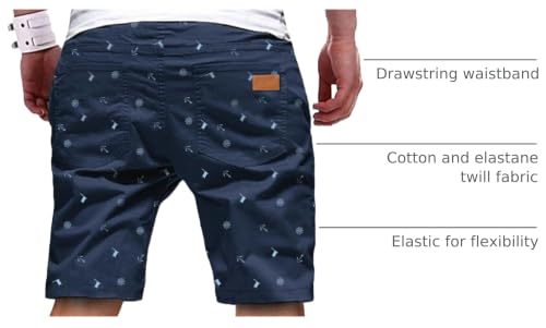 Image of JMIERR Mens Cotton Stretch Shorts Casual Drawstring Twill Chino Shorts | Drawstring Waist, Phone Pockets, Golf, Summer Beach Cruise Outfits, Machine Wash