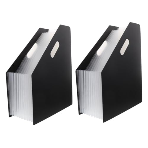 Veemoon 2 Piezas Organizador de Archivos Expandible Carpeta Tipo Acordeón Vertical Gran Capacidad para Recibos y Soporte Multi para Oficina y Escuela Color Negro