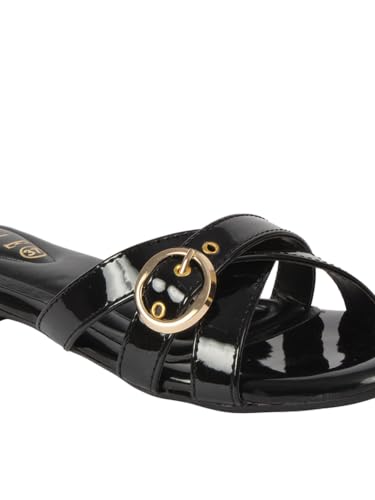 Image of ELLE Women's Criss-Cross Patent Multi-Strap Square-Toe Sandal