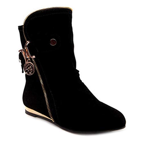 Women's Winter Metallic Slouch Ankle Boots Suede Flat Quilted Zipper Booties Comfy Dressy Short Boot