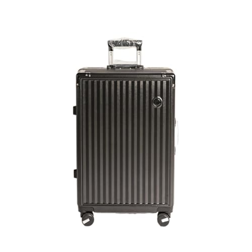 Suitcase 24-inch Universal Aluminum Frame Trolley Case Large Capacity Customs Lock Suitcase Silent Universal Wheel Luggage(Black)