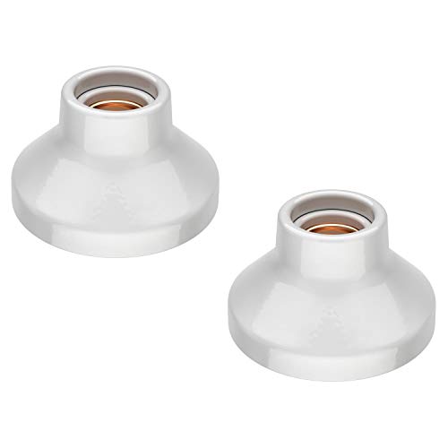 ledscom.de Lámpara de techo/zócalo de techo ELEKTRA, porcelana, blanco brillante, 1 x E27 máx. 300W, 90mm Ø, 2 pcs Cover