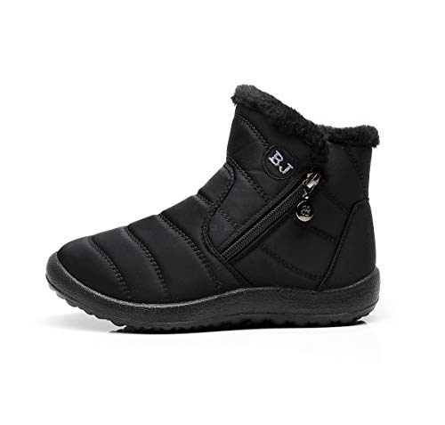 Image of Winter Snow Boots for Women Men, Lightweight Water-Resistant Boots | faux fur lining, rubber sole, warm winter wear, dog walking, errands, light snow, indoor outdoor