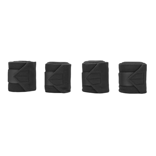 Yechiry 4PCS Soft Fleece Horse Leg Wraps, Equestrian Leg Bandages, Adjustable Fastening Wraps, 4.3in Wide 9.8ft Long, Ideal for Horse Protection, Training & Competition (Black)