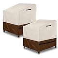 Upgraded Patio Chair Covers Waterproof, Lounge Deep Seat Cover, Heavy Duty Outdoor Furniture Covers, UV Resistant Deck Chair Cover for Lawn Pool Yard, Beige & Brown, Large, 2-Pack