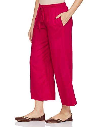 Image of BIBA Women Rayon Regular Solid Pants