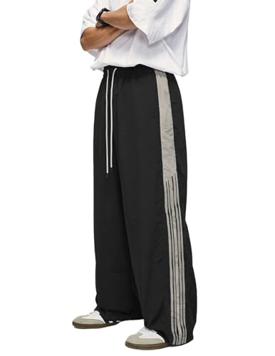 Aelfric Eden Striped Track Pants Men Y2k Parachute Pants Women Wide Leg Baggy Sweatpants Cargo Pants with Drawstring