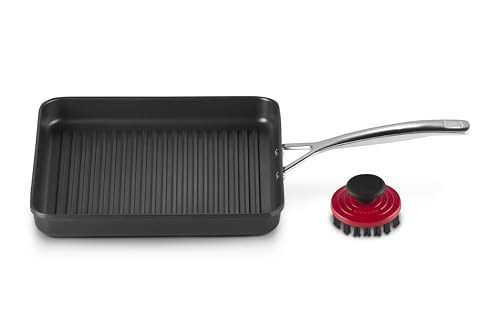 Le Creuset Toughened Nonstick PRO Grill Pan with Bi Grill Brush, 11'